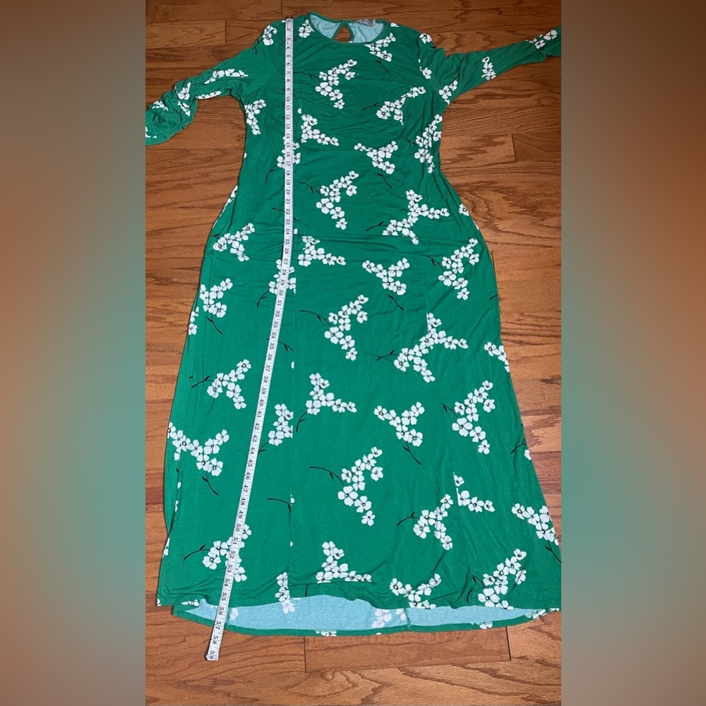 ASOS- Green and White Floral Long Sleeve Backless Dress Size 20 - Picture 6 of 9